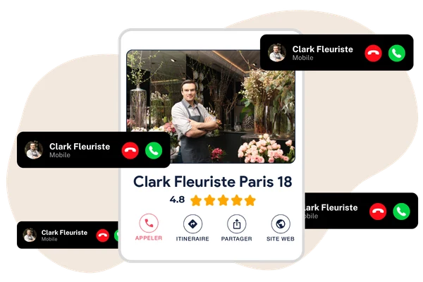 Professionnel local avec appels clients et avis Google Maps